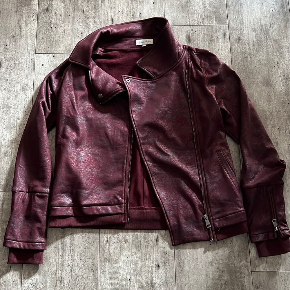 Grace and Lace Bomber jacket in wine colour